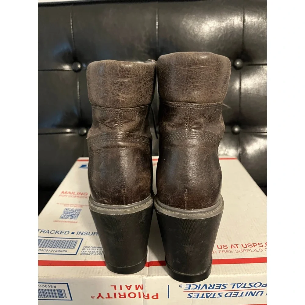 Timberland Glancy Leather Wedge Lace Up Ankle Boots Brown A1JXT Womens 9.5